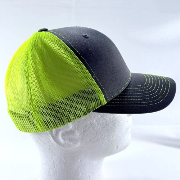 CAT Caterpillar Gray Neon Green Mesh Snapback Trucker Baseball Cap Hat - Picture 3 of 8